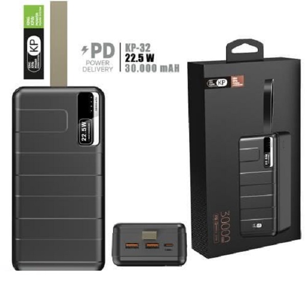 KPG Power KP-32 Powerbank PD 3.0 22.5W 30.000 mAh SİYAH